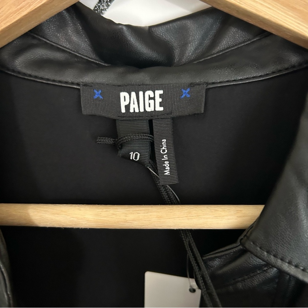 PAIGE Jaxsyn Belted Faux Leather Shirtdress - Picture 5 of 6